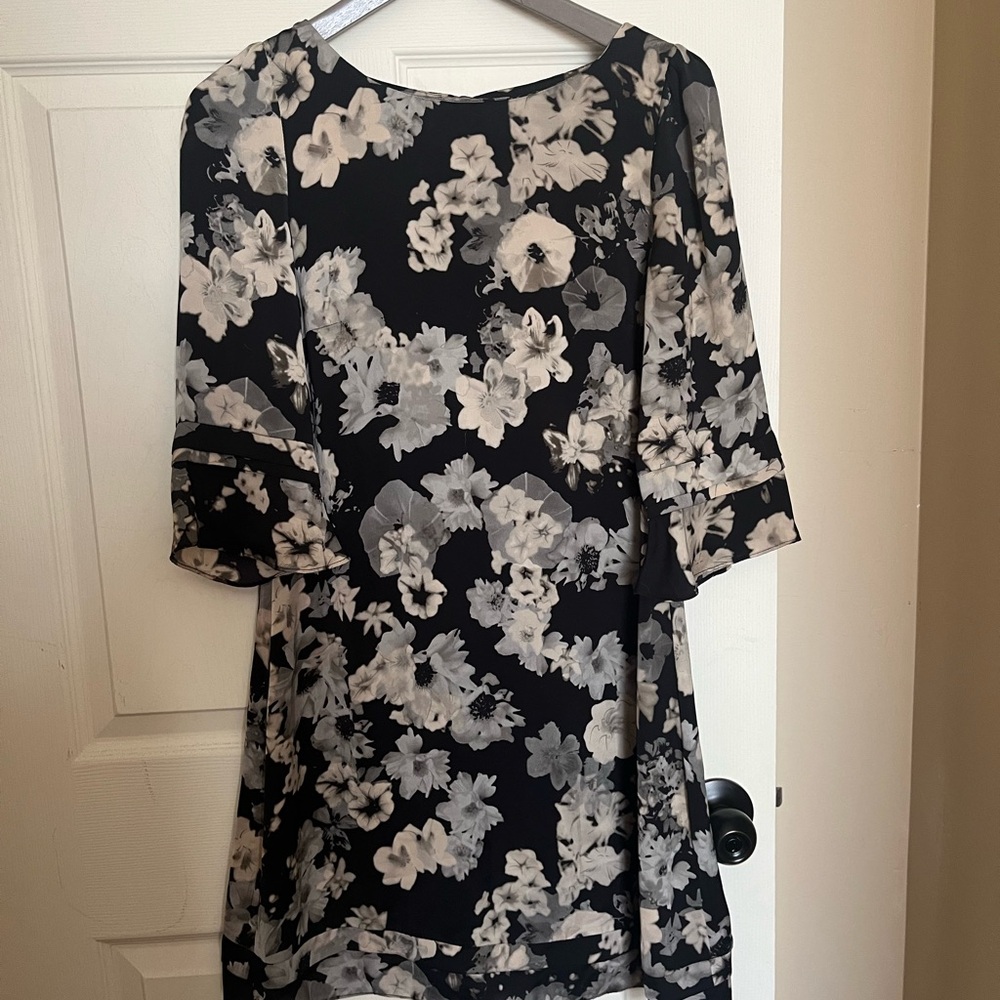 Floral Black and White Dress